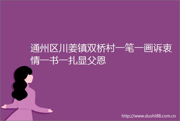 通州区川姜镇双桥村一笔一画诉衷情一书一扎显父恩