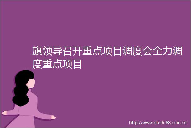 旗召开重点项目调度会全力调度重点项目