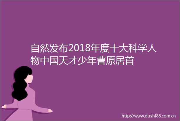 自然发布2018年度十大科学人物天才少年曹原居首