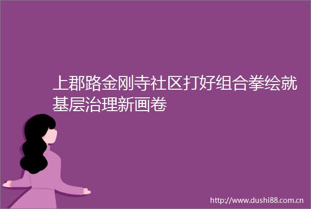 上郡路金刚寺社区打好组合拳绘就基层治理新画卷