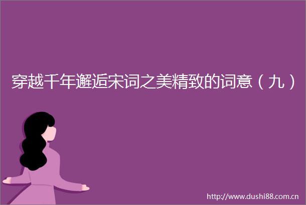穿越千年邂逅宋词之美精致的词意（九）