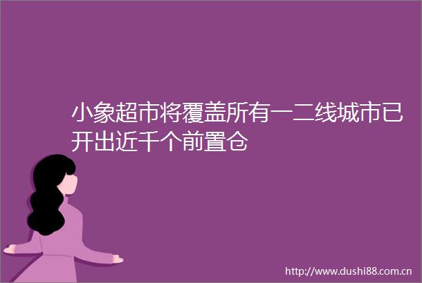 小象超市将覆盖所有一二线城市已开出近千个前置仓