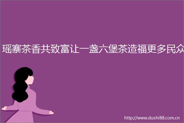 瑶寨茶香共致富让一盏六堡茶造福更多民众