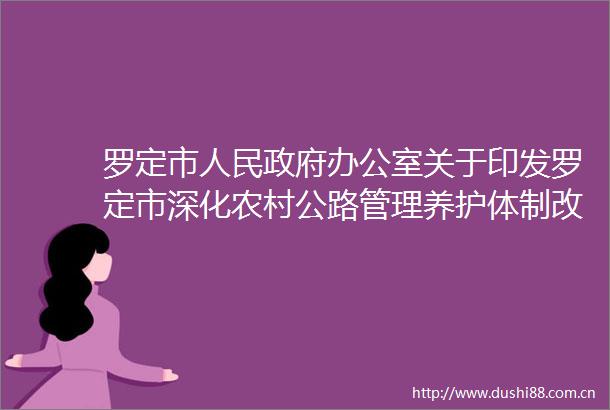 罗定市办公室关于印发罗定市深化农村公路管理养护体制改革实施方案的通知