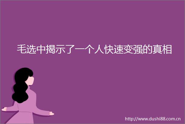毛选中揭示了一个人快速变强的真相