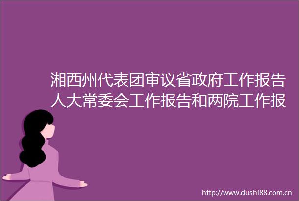 湘西州代表团审议省工作报告人大常委会工作报告和两院工作报告