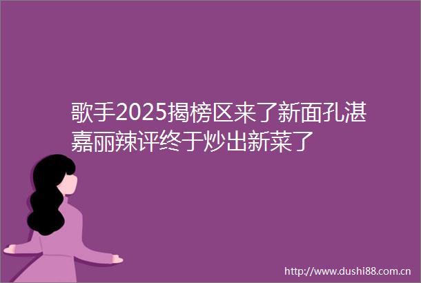 歌手2025揭榜区来了新面孔湛嘉丽辣评终于炒出新菜了