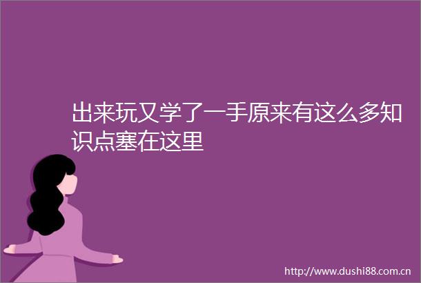 出来玩又学了一手原来有这么多知识点塞在这里
