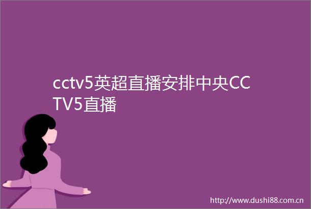 cctv5英超直播安排中央CCTV5直播
