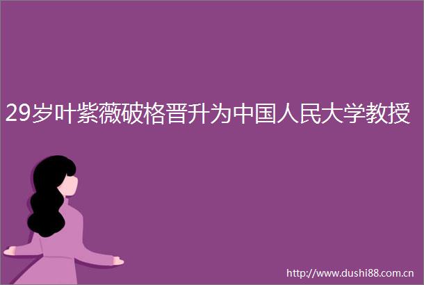 29岁叶紫薇破格晋升为大学教授