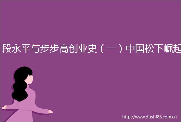 段永平与步步高创业史（一）松下崛起