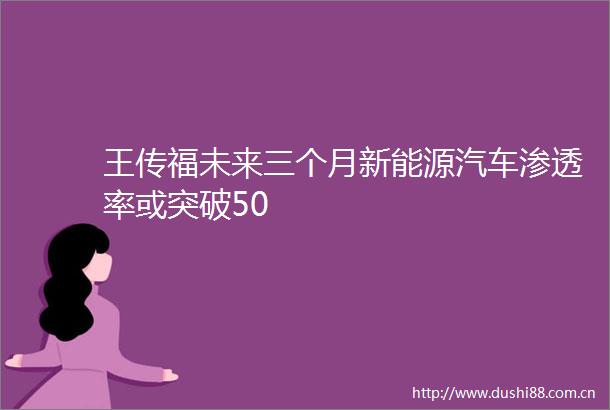 王传福未来三个月新能源汽车渗透率或突破50