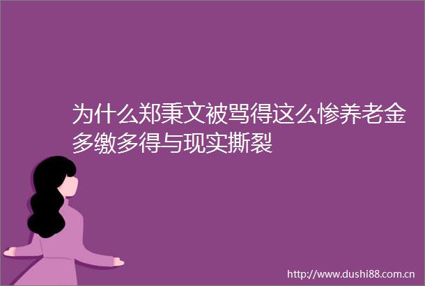 为什么郑秉文被骂得这么惨养老金多缴多得与现实撕裂