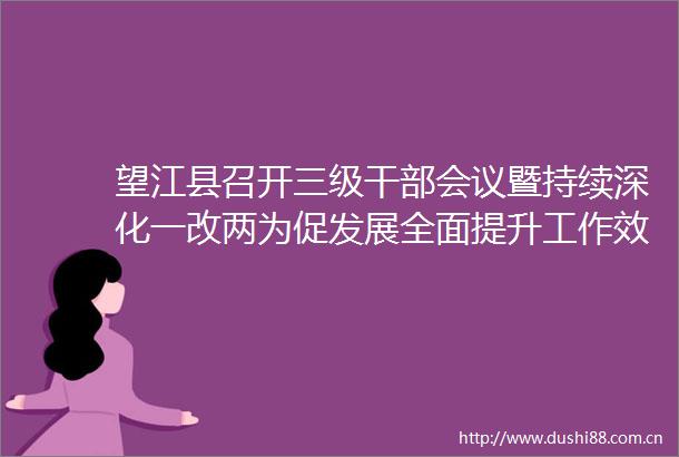 望江县召开三级会议暨持续深化一改两为促发展全面提升工作效能大会