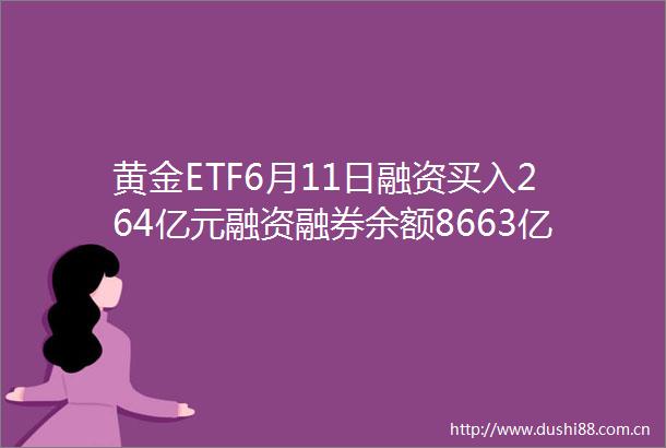 黄金ETF6月11日融资买入264亿元融资融券余额8663亿元