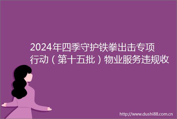 2024年四季守护铁拳出击专项行动（第十五批）物业服务收费典型案例