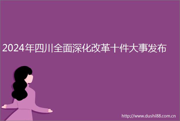 2024年四川全面深化改革十件大事发布