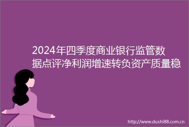 2024年四季度商业银行监管数据点评净利润增速转负资产质量稳中向好