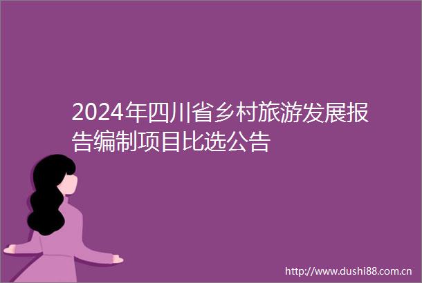2024年四川省乡村旅游发展报告编制项目比选公告