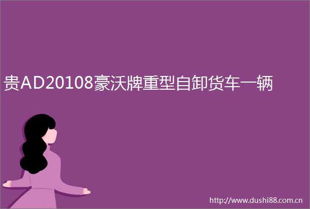 贵AD20108豪沃牌重型自卸货车一辆