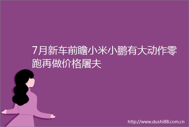 7月新车前瞻小米小鹏有大动作零跑再做价格屠夫