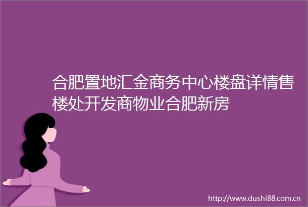 合肥置地汇金商务中心楼盘详情售楼处开发商物业合肥新房