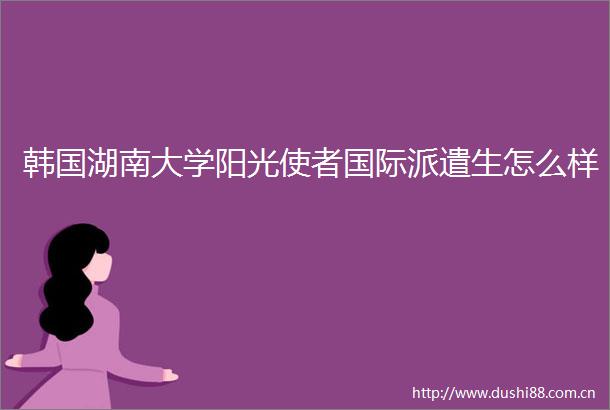 韩国湖南大学阳光使者国际派遣生怎么样
