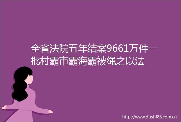 全省五年结案9661万件一批村霸市霸海霸被绳之以法