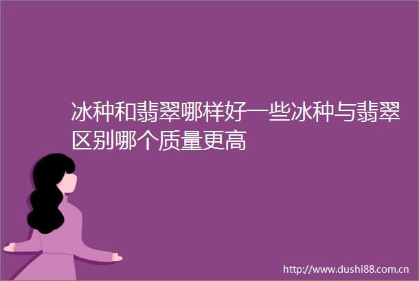 冰种和翡翠哪样好一些冰种与翡翠区别哪个质量更高