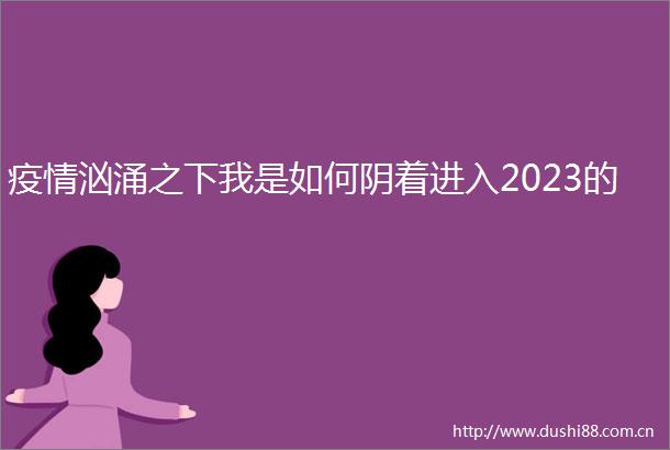 疫情汹涌之下我是如何阴着进入2023的