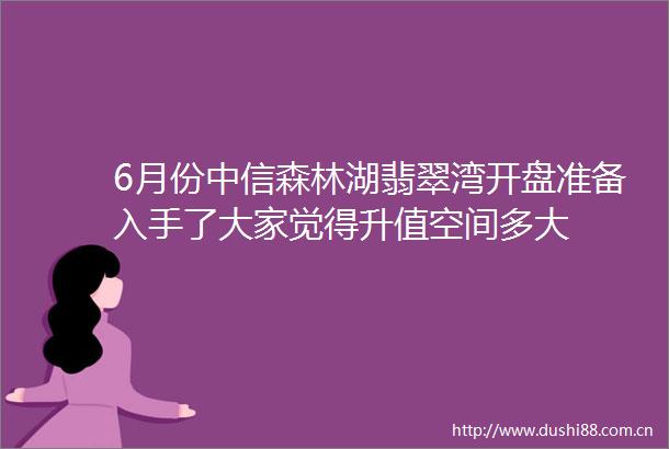 6月份中信森林湖翡翠湾开盘准备入手了大家觉得升值空间多大