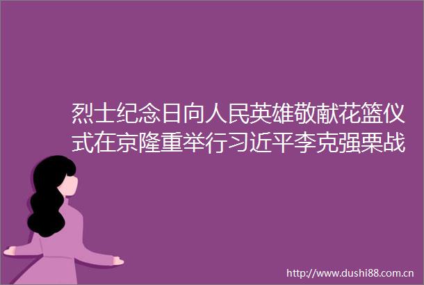 烈士纪念日向英雄敬献花篮仪式在京隆重举行李克强栗战书汪洋王沪宁赵乐际韩正王岐山出席