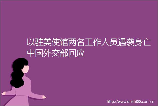 以驻美使馆两名工作人员遇袭身亡外交部回应