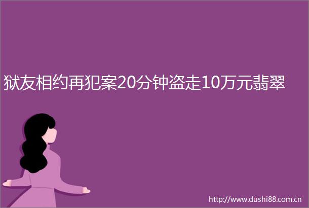 狱友相约再犯案20分钟盗走10万元翡翠