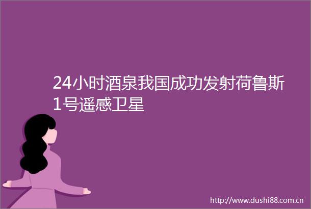 24小时酒泉我国成功发射荷鲁斯1号遥感卫星
