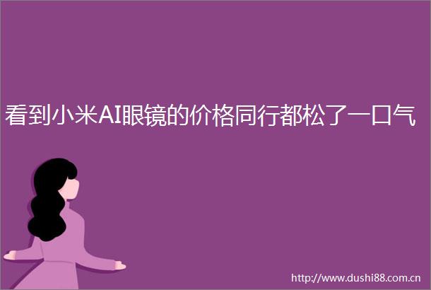 看到小米AI眼镜的价格同行都松了一口气