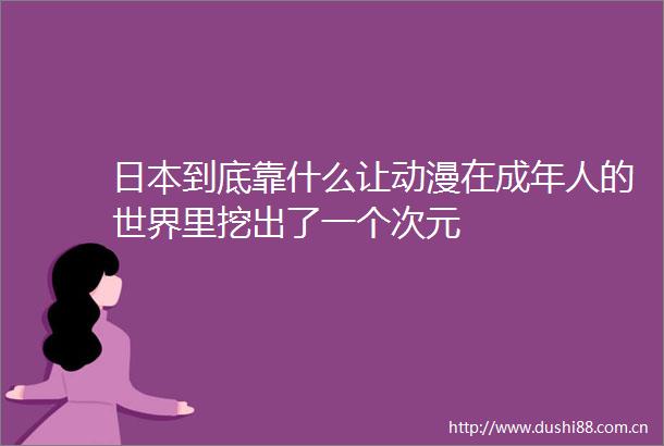 到底靠什么让动漫在成年人的世界里挖出了一个次元