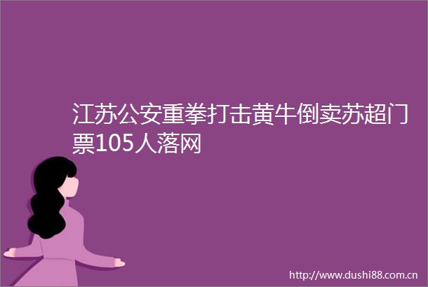 江苏重拳打击黄牛倒卖苏超门票105人落网