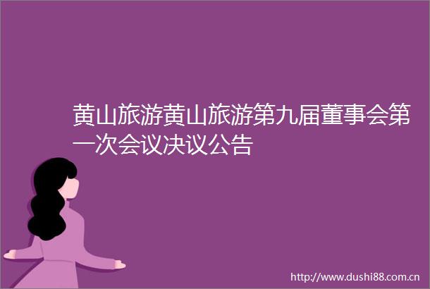 黄山旅游黄山旅游第九届董事会第一次会议决议公告