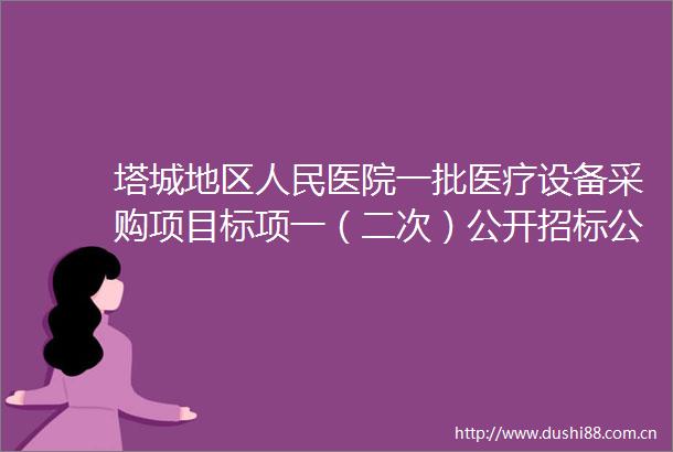 塔城地区医院一批医疗设备采购项目标项一（二次）公开招标公告