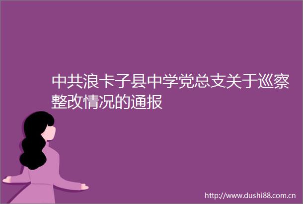 浪卡子县中学党总支关于巡察整改情况的通报