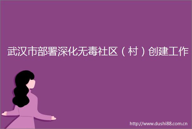 武汉市部署深化无毒社区（村）创建工作