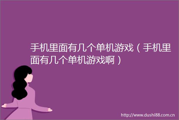 手机里面有几个单机游戏（手机里面有几个单机游戏啊）
