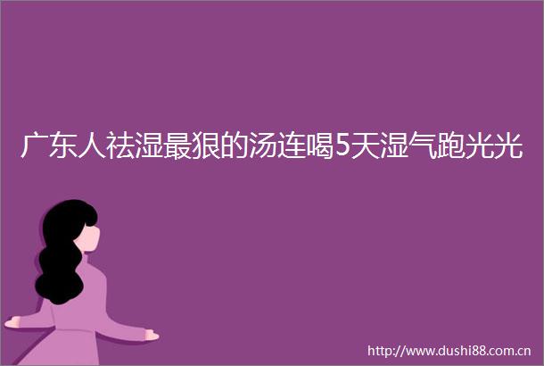 广东人祛湿最狠的汤连喝5天湿气跑光光