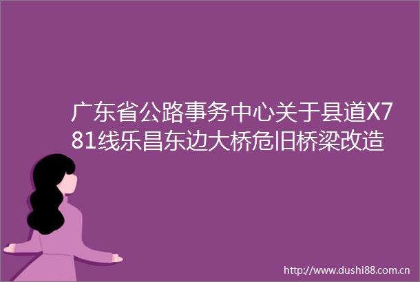 广东省公路事务中心关于县道X781线乐昌东边大桥危旧桥梁改造工程方案设计的审查意见