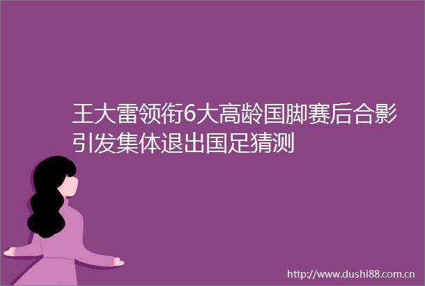 王大雷领衔6大高龄国脚赛后合影引发集体退出国足猜测