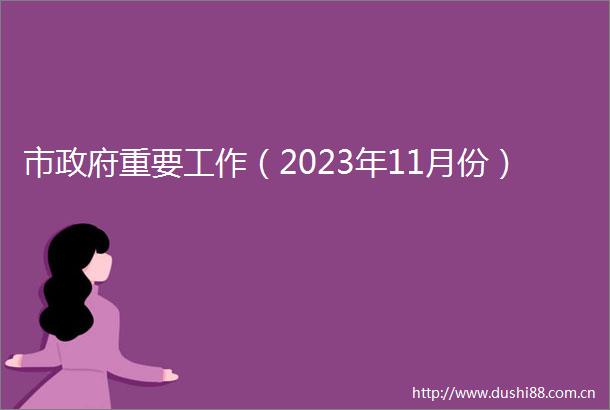 市重要工作（2023年11月份）