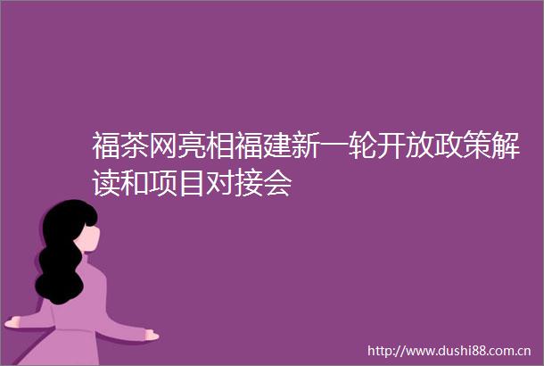 福茶网亮相福建新一轮开放政策解读和项目对接会