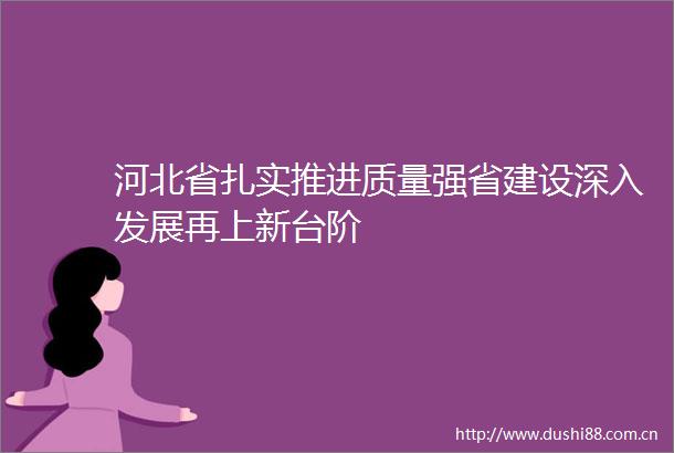 河北省扎实推进质量强省建设深入发展再上新台阶