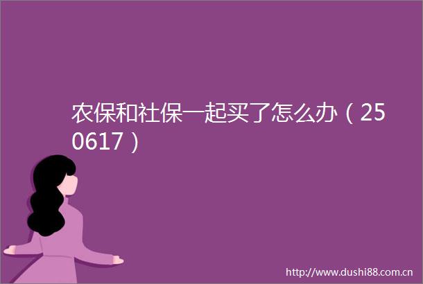农保和社保一起买了怎么办（250617）
